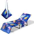 Chaise Lounge Chair Towel Cover with Side Pockets, Soft Microfiber, 80" X 26" Chair Cover for Beach/Pool Sunbathing Holiday, Patio (Stripe)