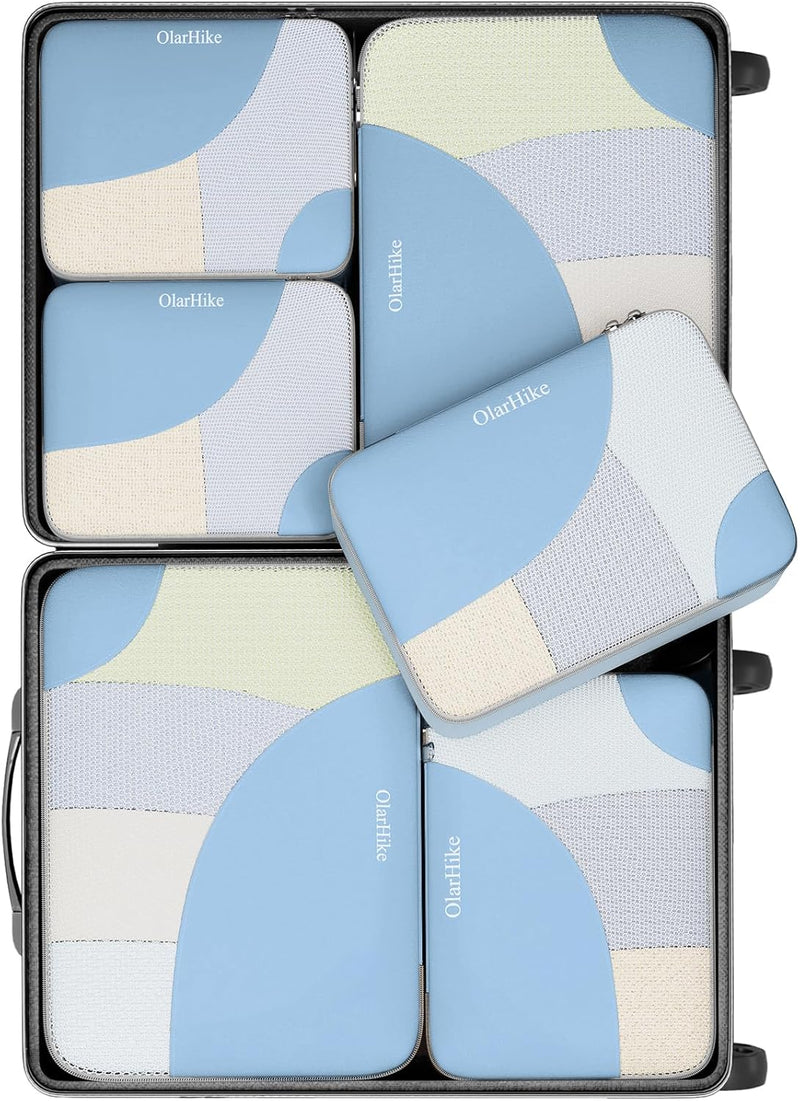 6 Set Packing Cubes for Travel, 3 Various Sizes(Large,Medium,Small), Luggage Organizer Bags for Travel Accessories Travel Essentials, Travel Cubes for Carry on Suitcases (Cream)