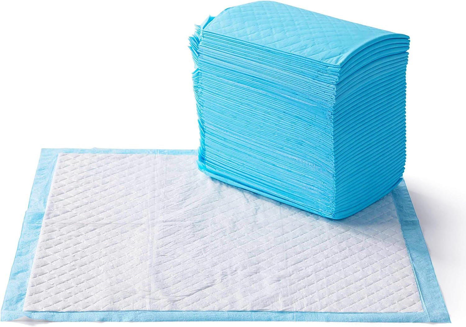 Dog and Puppy Pee Pads with Leak-Proof Quick-Dry Design for Potty Training, Standard Absorbency, Regular Size, 22 X 22 Inches, Pack of 100, Blue & White
