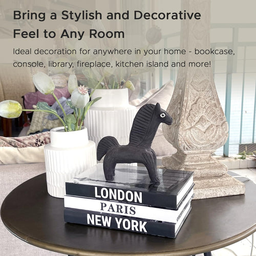 3 Decorative Books for Home Decor with Blank Pages, Coffee Table Books, Black and White Decor,Fake Books, Designer Books Set for Living Room, Faux Books for Decoration,(Includes a Decorative Gold Pen)