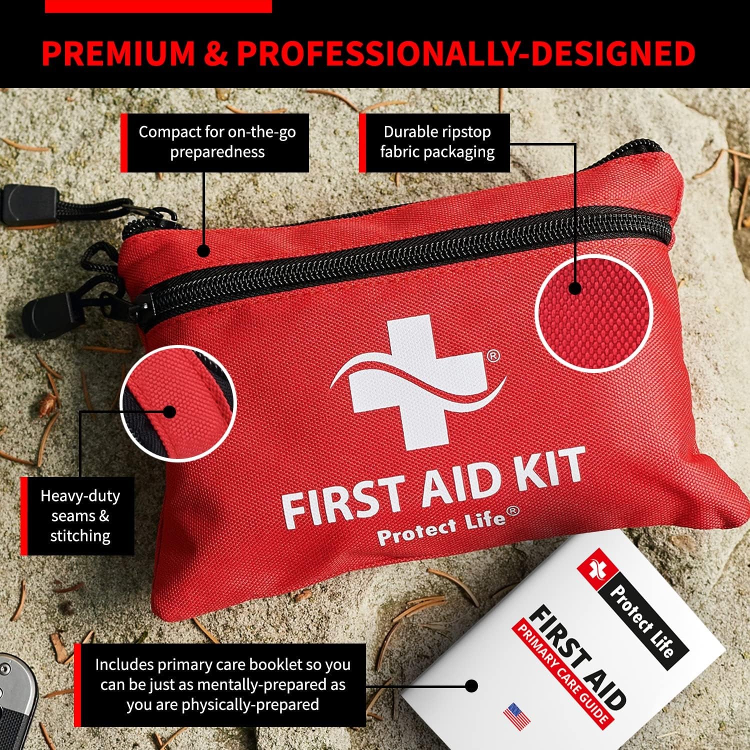 First Aid Kit for Home/Business, HSA/FSA Eligible Emergency Kit | Mini Travel First Aid Kit | Camping First Aid Kit Hiking | Small First Aid Kit for Car | Survival Medical Kit - 100Pcs