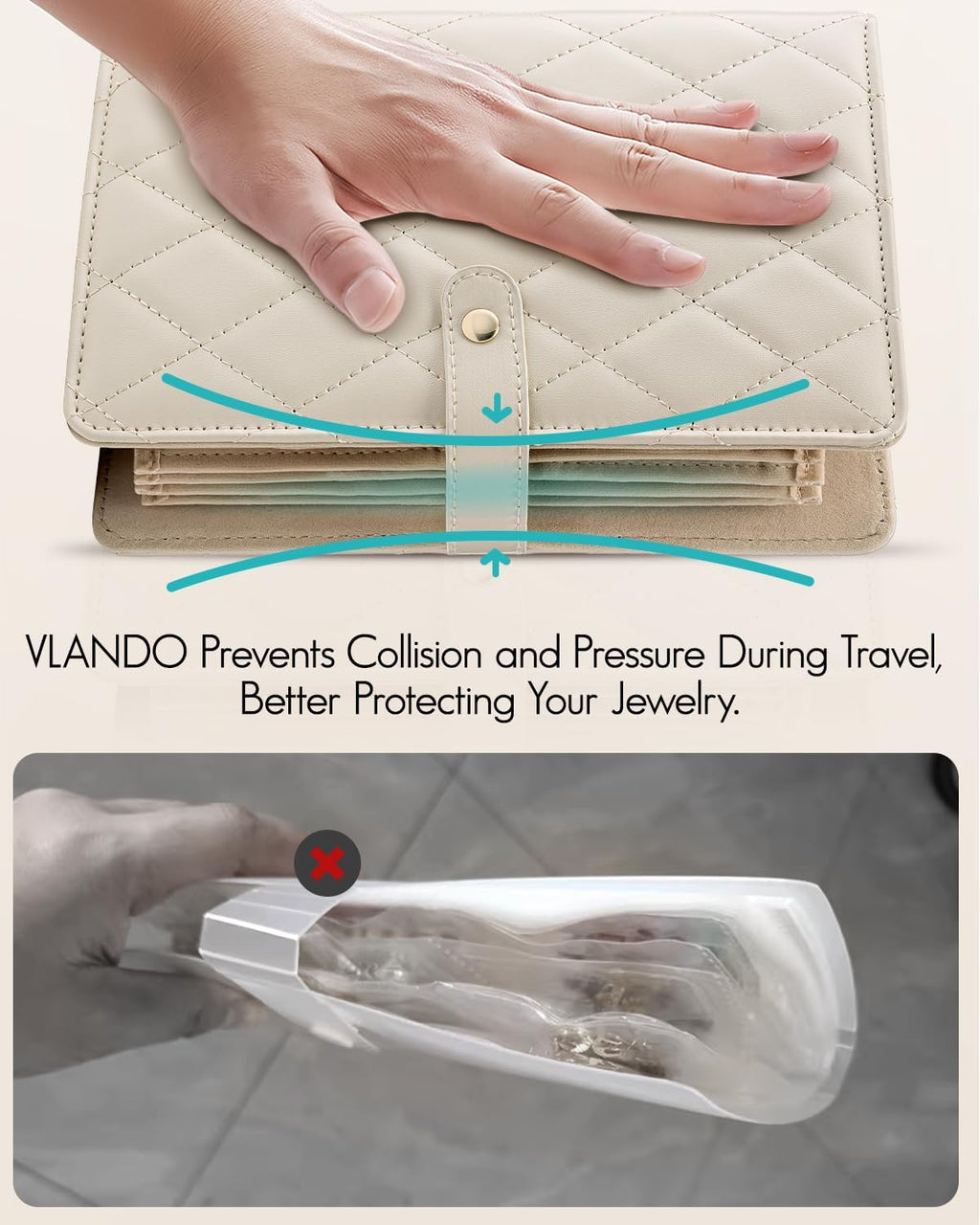 Mothers Day Gifts,Travel Jewelry Organizer Case,Jewelry Storage Book Ring Binder with Clear Zipper Velvet Jewelry Pouches Bags for Rings,Necklace,Earrings-Cream White