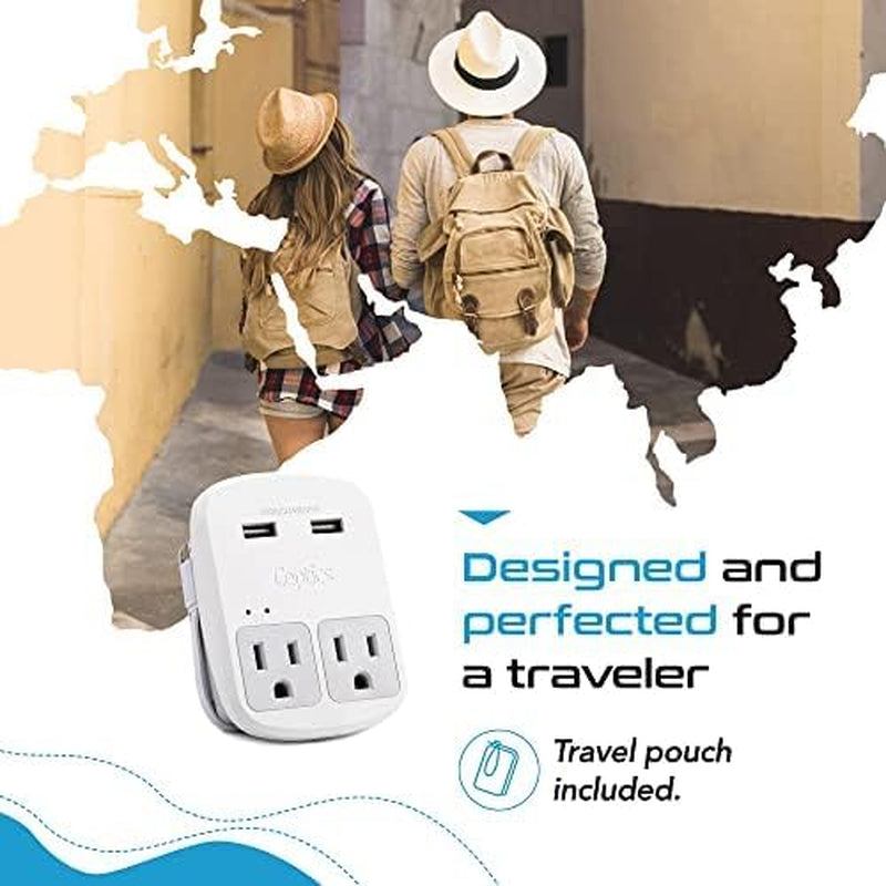Universal Travel Adapter Kit – 2 USA Sockets, 1X USB-A & C, 1X PD 35W Type C Port and Cable, Surge Protected, Plugs for EU, UK, China, AU, Japan - Use with Laptop, Phones, Cameras - ETL Tested