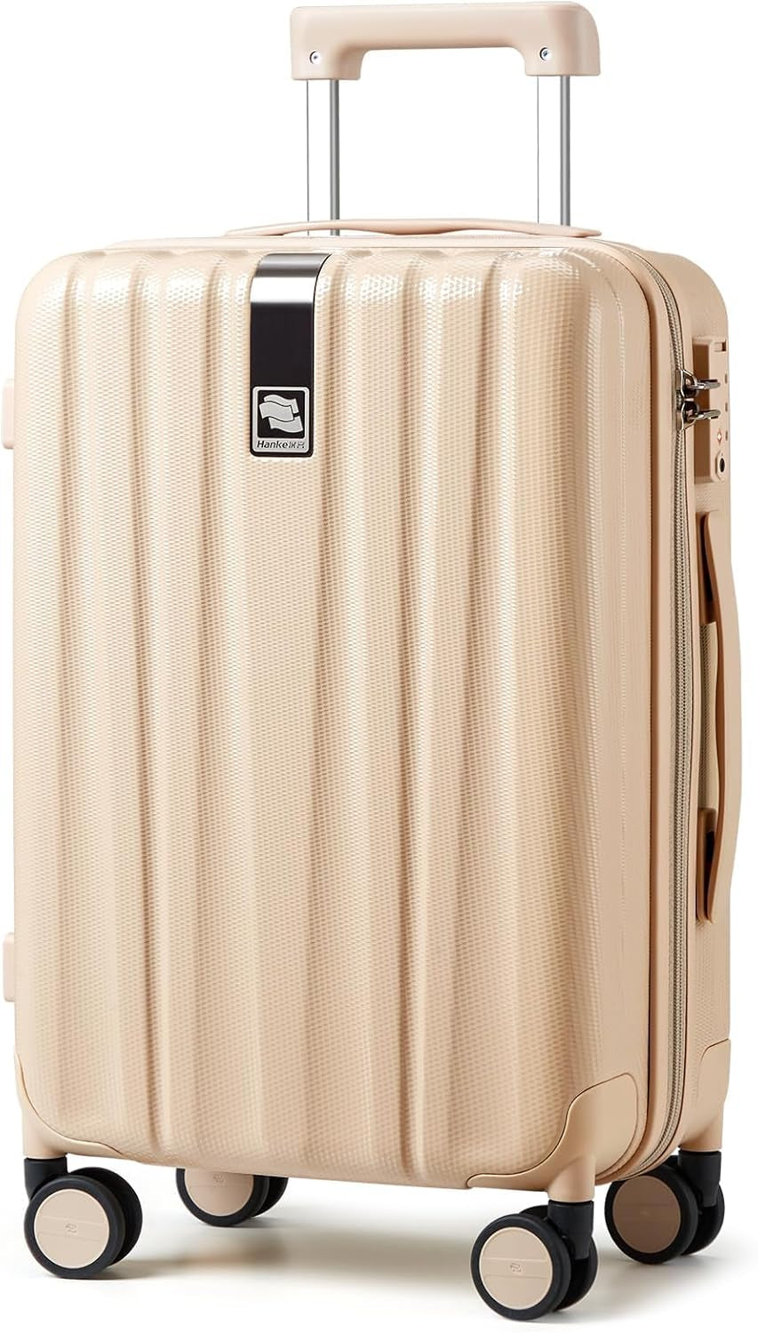 20 Inch Expandable Carry on Luggage 22X14X9 Airline Approved Lightweight PC Hard Shell Suitcases with Wheels Tsa Luggage Rolling Suitcase Travel Luggage Bag for Weekender(Cuba Sand Pink)