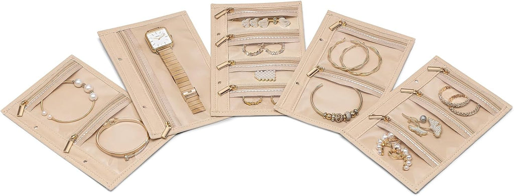 Mothers Day Gifts,Travel Jewelry Organizer Case,Jewelry Storage Book Ring Binder with Clear Zipper Velvet Jewelry Pouches Bags for Rings,Necklace,Earrings-Cream White