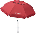 7Ft Heavy Duty High Wind Beach Umbrella Parasols with Sand Anchor & Tilt Sun Shelter, UV 50+ Protection Outdoor Sunshade Umbrellas Carry Bag for Patio Garden Pool Backyard Stripe Blue