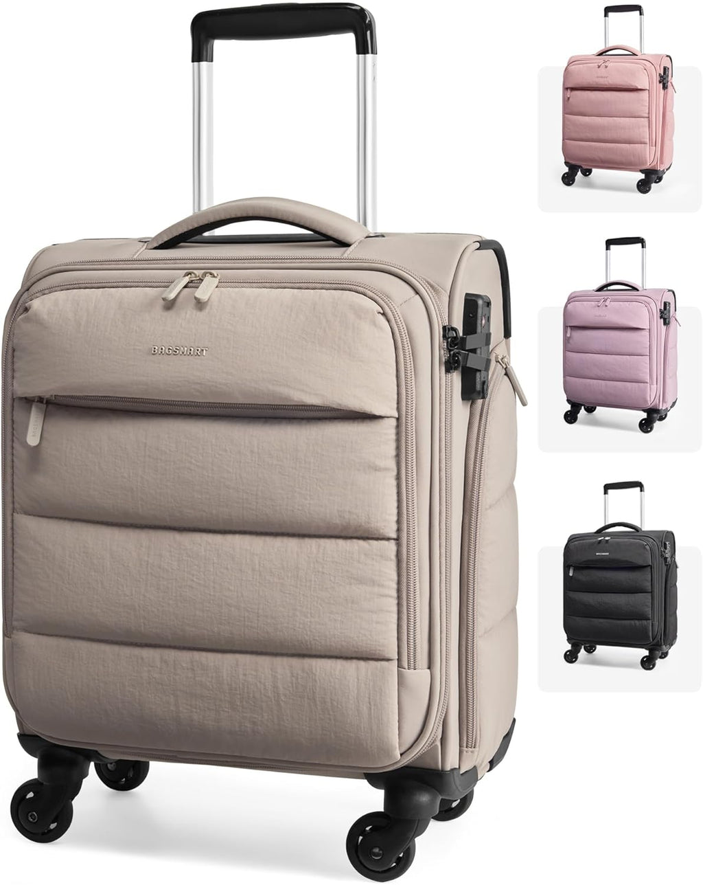 Underseat Carry on Luggage with Wheels, Soft Small Travel Luggage with PVC Wet/Dry Pockets, Lightweight Soft Personal Item Suitcase for Short Trip,Camer