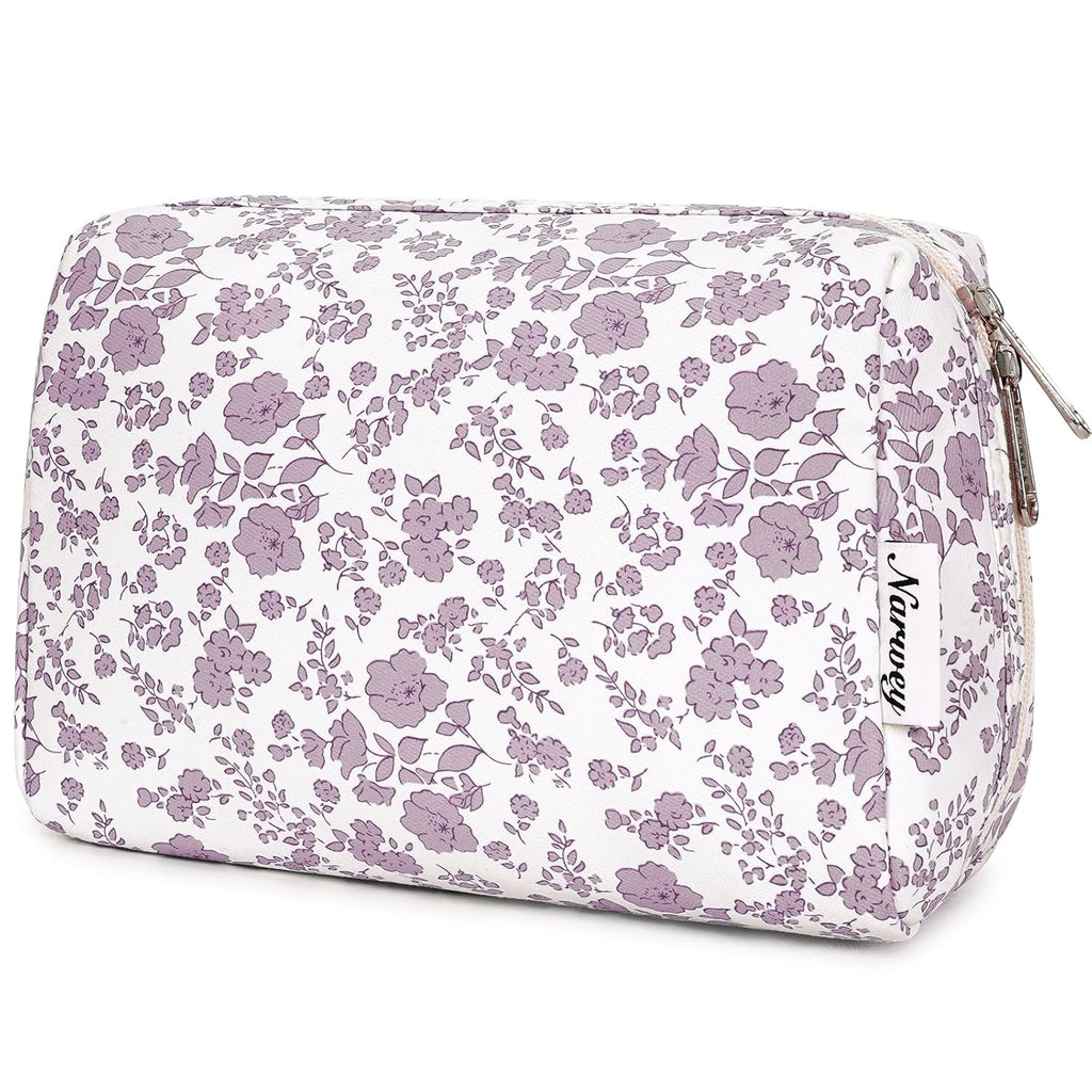 Checkered Makeup Bag Travel Cosmetic Bag Organizer Toiletry Bag Make up Bags with Compartments for Women Girls (Large, Light Checkerboard)