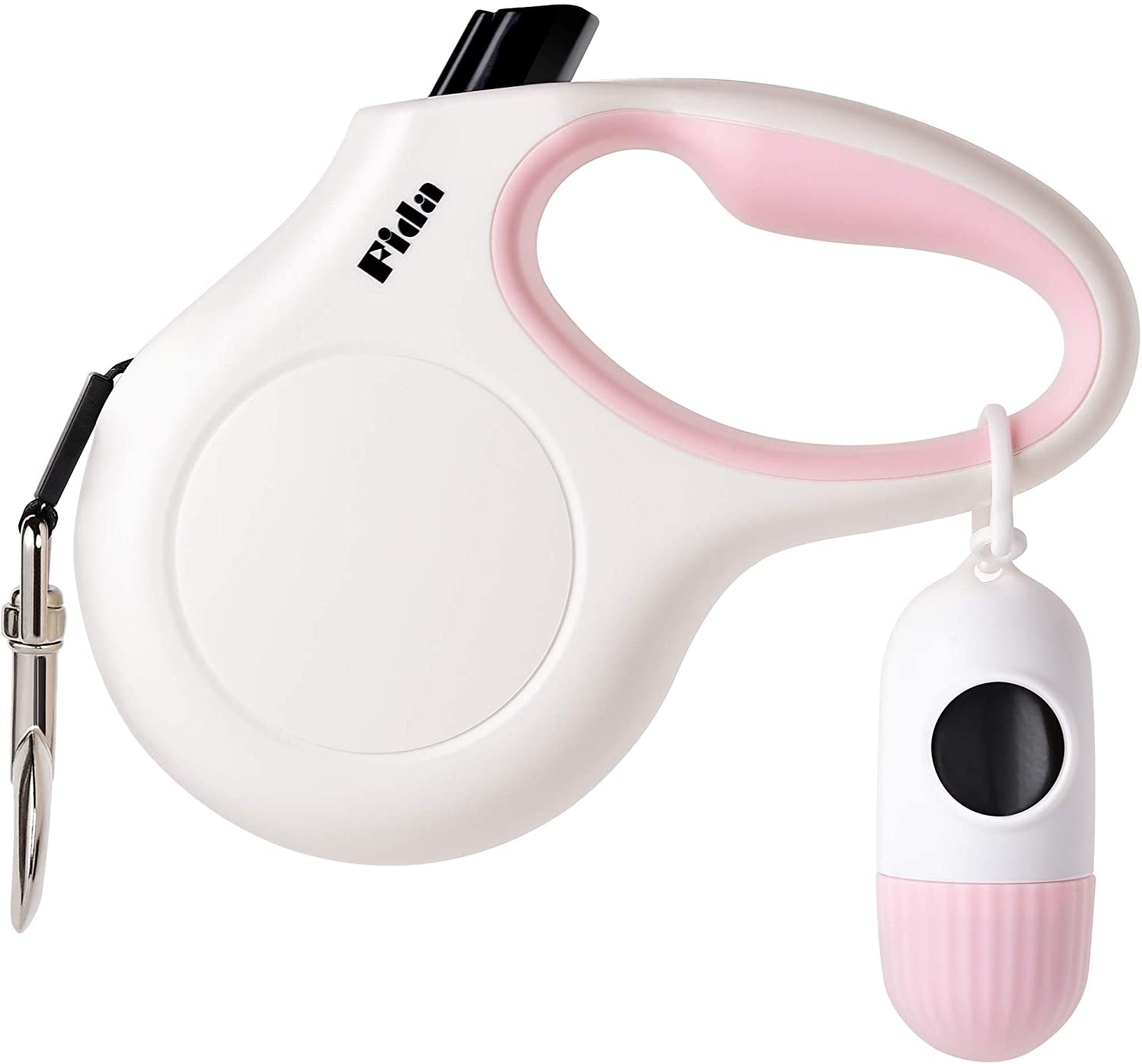 Retractable Dog Leash with Dispenser and Poop Bags, 16 Ft Pet Walking Leash for Medium Dog or Cat up to 44 Lbs, Anti-Slip Handle, Tangle Free, Reflective Nylon Tape (M, Red)