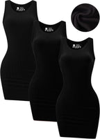 3 Pack Summer Dresses for Women 2026 Ribbed Crewneck Tank Top Dress Sleeveless Sundress Basic Bodycon Mini Dress