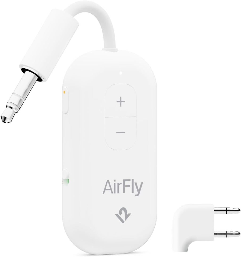 Airfly Pro 2 – Bluetooth Adapter for Airplane, Pair 2 Airpods or Wireless Headphones – 3.5Mm AUX Bluetooth Transmitter and Receiver for Cars, Boats, Treadmills, Tvs & More – Airplane Travel Essentials