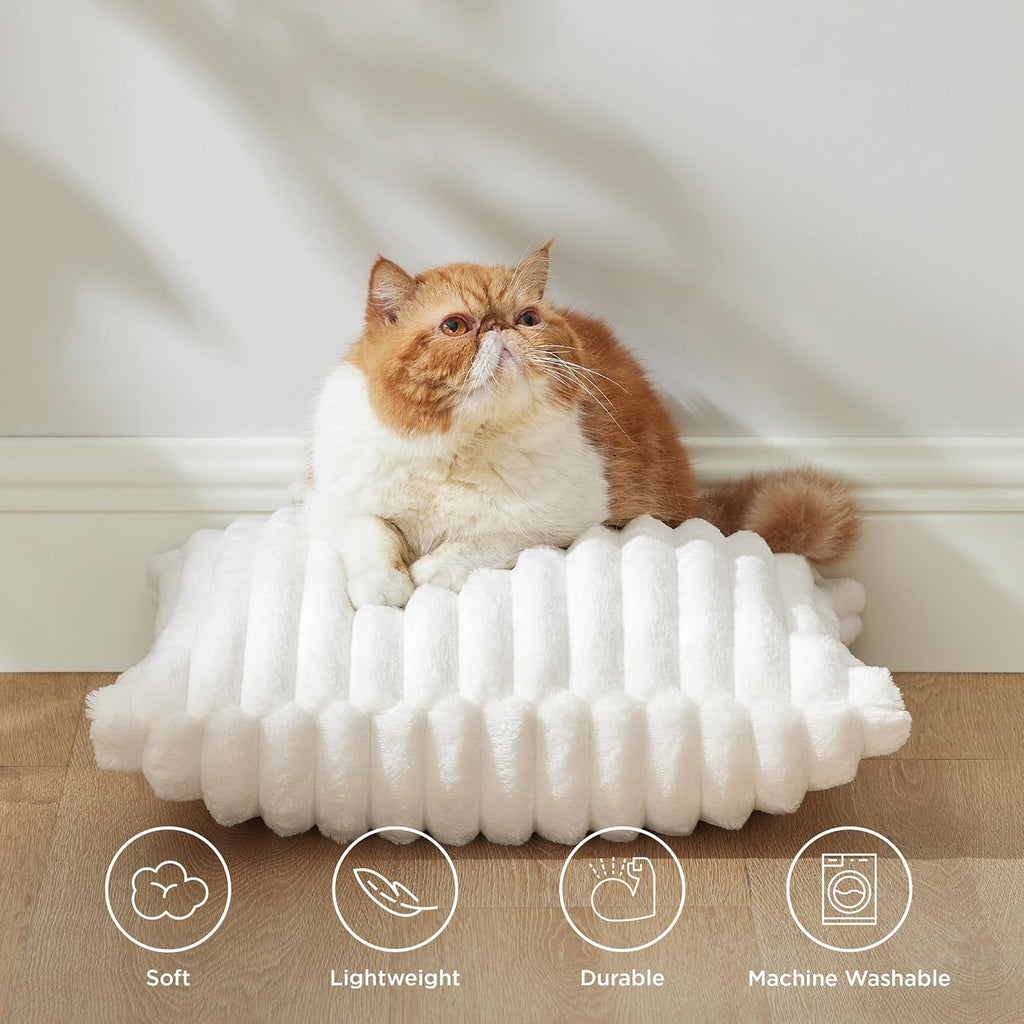 White Throw Pillow Covers 18X18 Set of 2, Soft Decorative Fluffy Striped Sofa Pillow Covers, Home Decor for Living Room Couch Bed