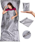 Sleeping Bag Liner Ultralight - Thin Travel Sheets for Hotel W Full Length Zipper; Silky Feel Camping Sheets & Adult Sleep Sack for Backpacking; Travel Sleeping Bag - Grey (Zipper)