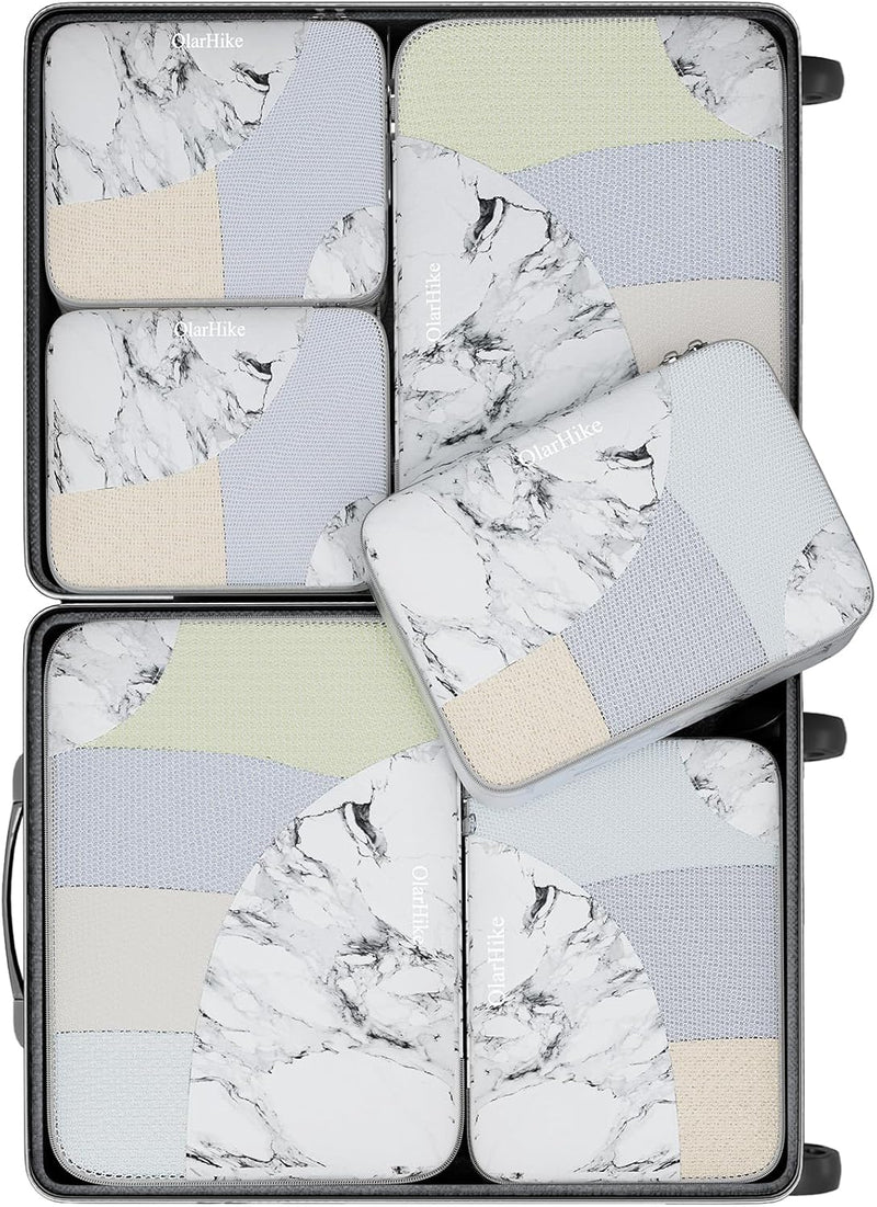 6 Set Packing Cubes for Travel, 3 Various Sizes(Large,Medium,Small), Luggage Organizer Bags for Travel Accessories Travel Essentials, Travel Cubes for Carry on Suitcases (Cream)