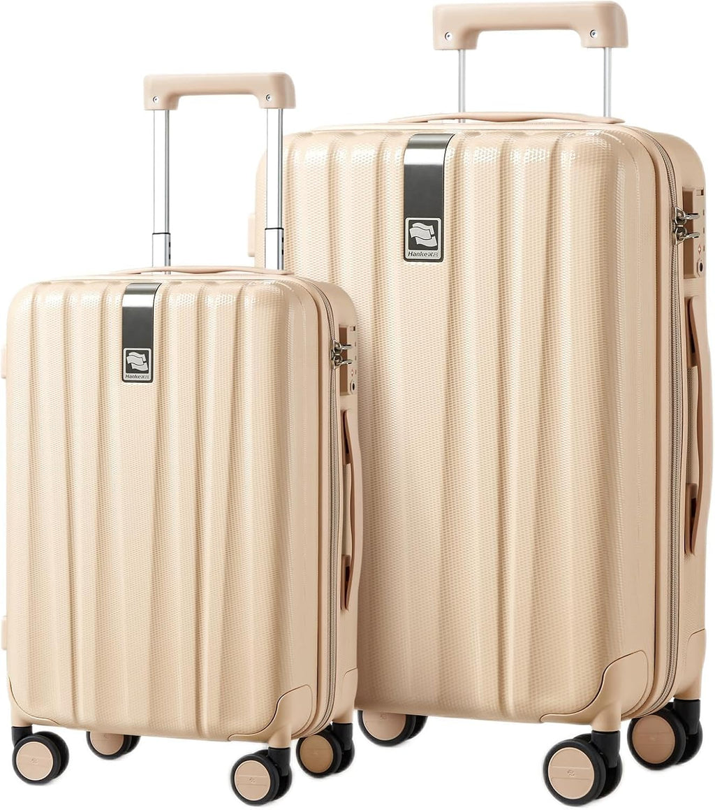 20 Inch Expandable Carry on Luggage 22X14X9 Airline Approved Lightweight PC Hard Shell Suitcases with Wheels Tsa Luggage Rolling Suitcase Travel Luggage Bag for Weekender(Cuba Sand Pink)