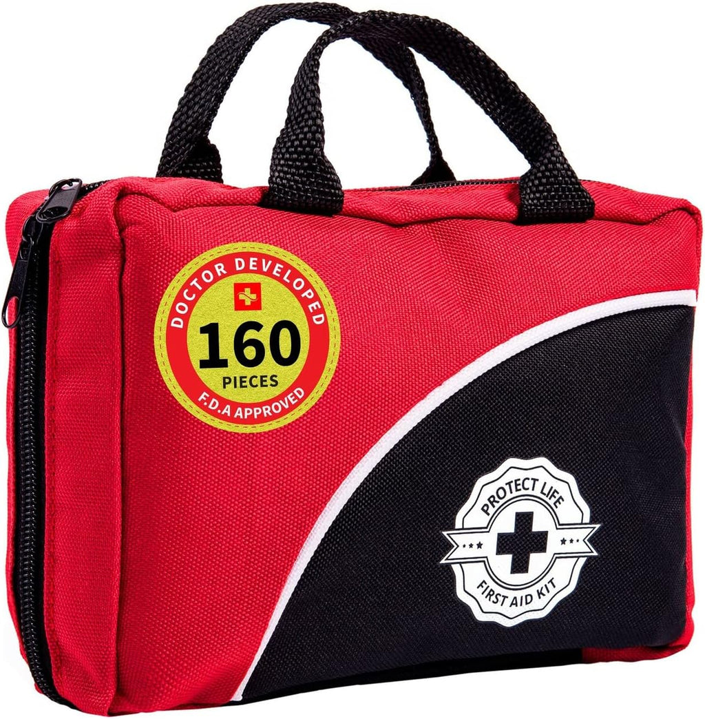 First Aid Kit for Home/Business, HSA/FSA Eligible Emergency Kit | Mini Travel First Aid Kit | Camping First Aid Kit Hiking | Small First Aid Kit for Car | Survival Medical Kit - 100Pcs