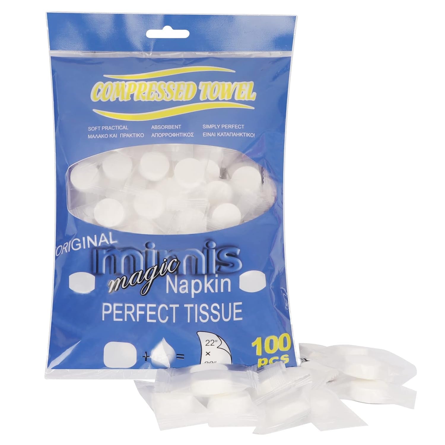Compressed Towel 100 PCS Mini Tablets Disposable Portable Face Towel Cotton Coin Tissue for Travel, Camping, Hiking, Sport, Beauty Salon, Home Hand Wipes and Other Outdoor Activities Pink