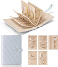 Mothers Day Gifts,Travel Jewelry Organizer Case,Jewelry Storage Book Ring Binder with Clear Zipper Velvet Jewelry Pouches Bags for Rings,Necklace,Earrings-Cream White