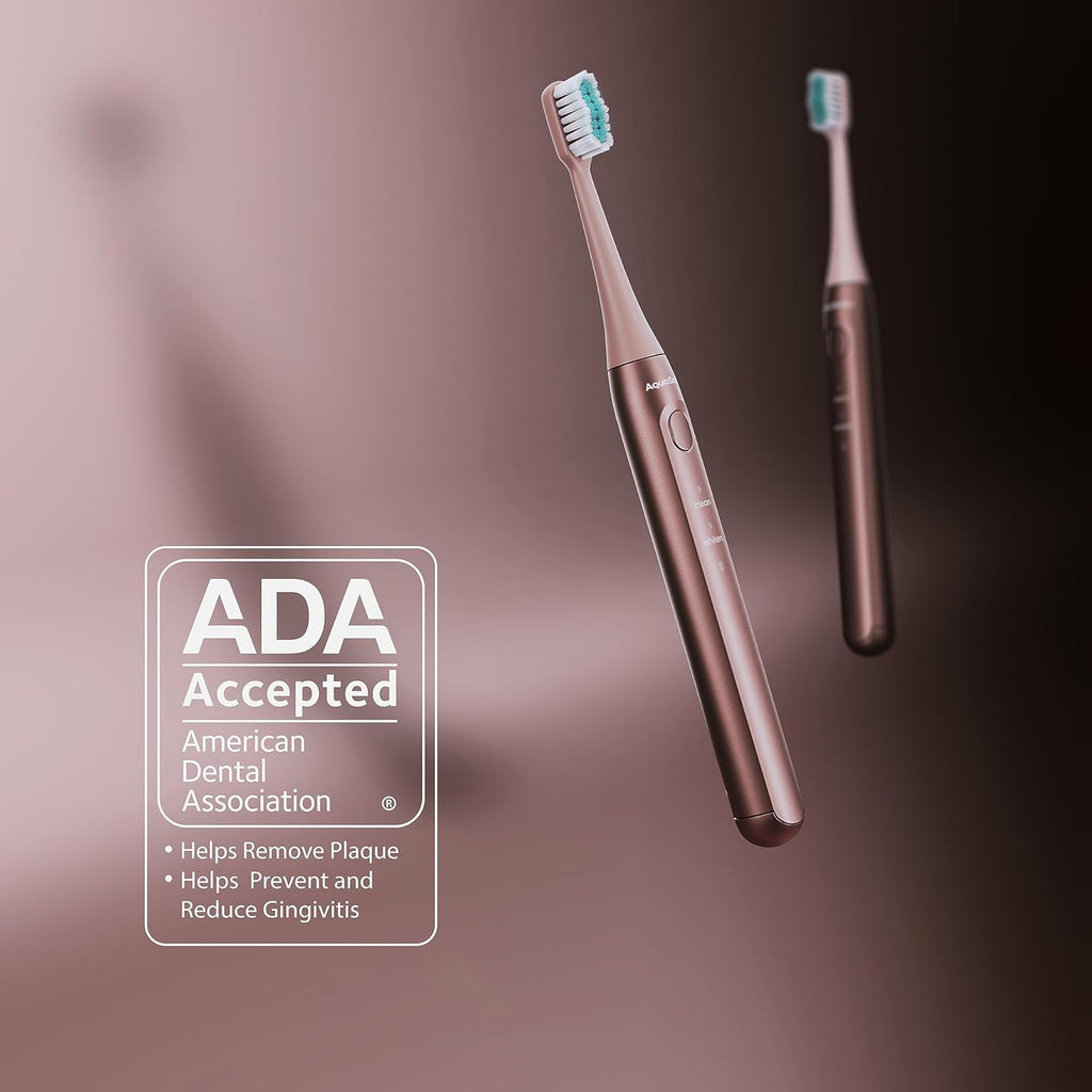 Icon Ada-Accepted Rechargeable Toothbrush | Magnetic Holder & Slim Travel Case | 2 Brushing Modes & Smart Timers | Gentle Micro-Vibrations (Blush)