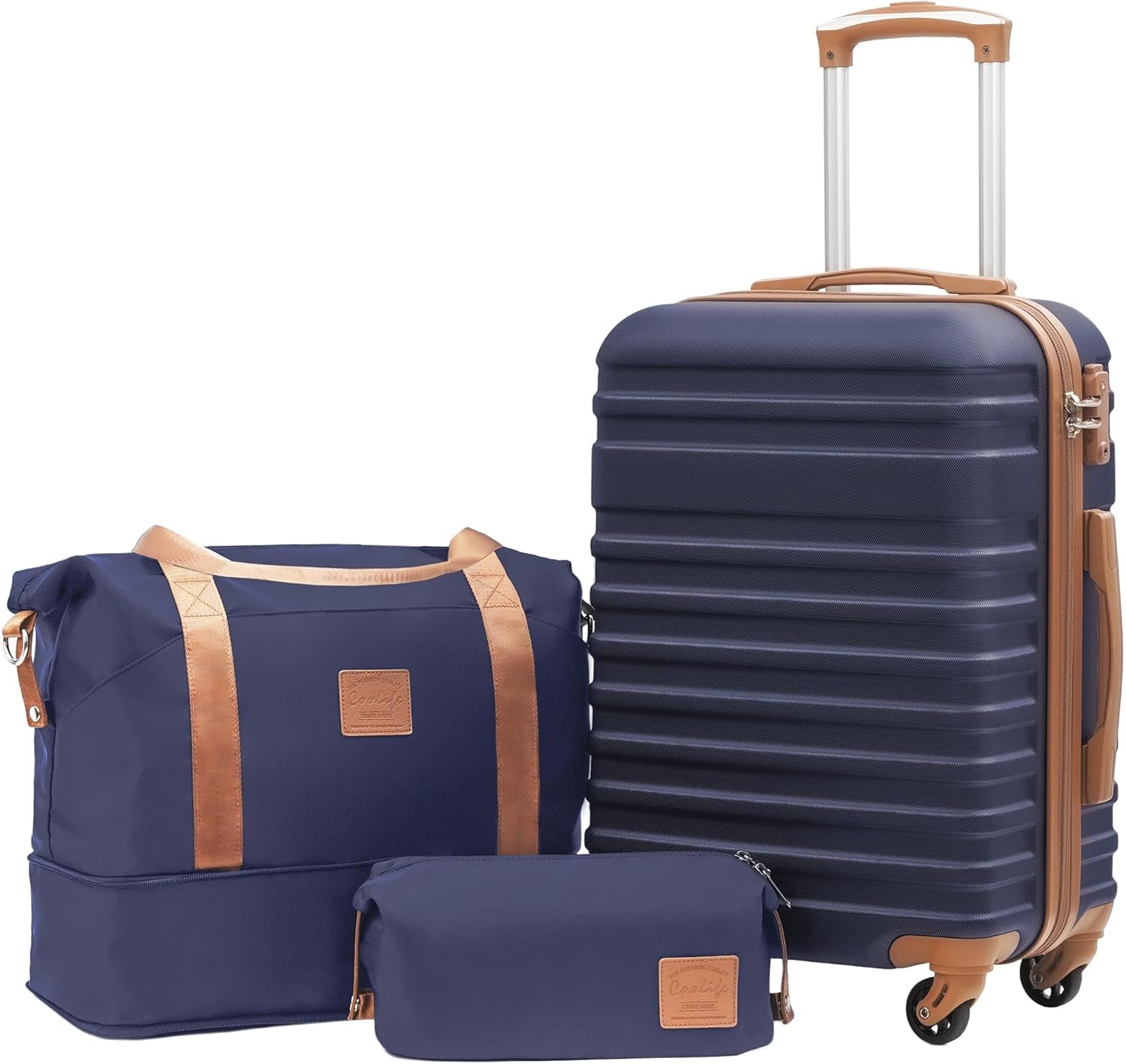 Suitcase Set 3 Piece Carry on Hardside Luggage with TSA Lock Spinner Wheels (White, S(20In))