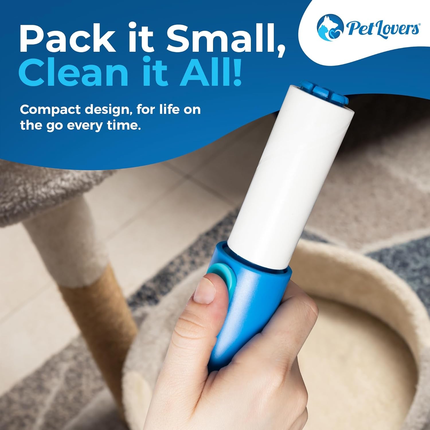Mini Lint Roller Travel Size 50 Sheets – Compact Pet Hair Remover for Dog and Cat Fur. Lightweight Design Ideal for Clothes Furniture and Car. Perfect for Quick and Easy on the Go Cleaning