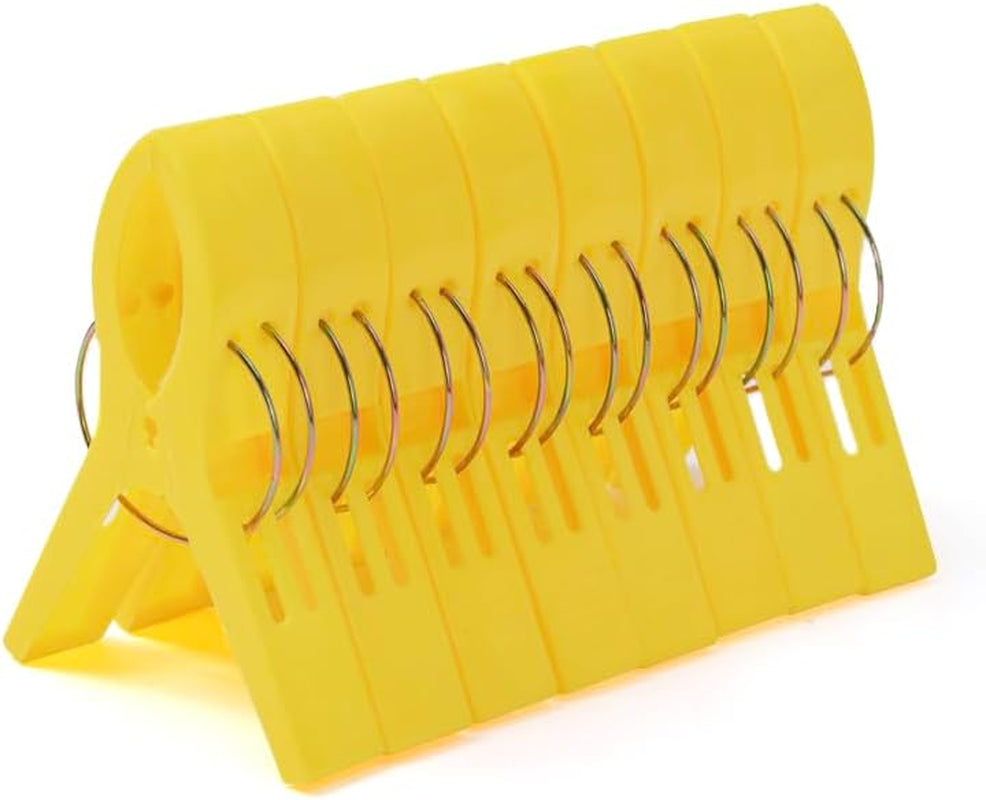 Beach Towel Clips Chair Clips Towel Holder,Plastic Clothes Pegs Hanging Clip Clamps, Yellow,Blue,Green,Red (Pack of 8)
