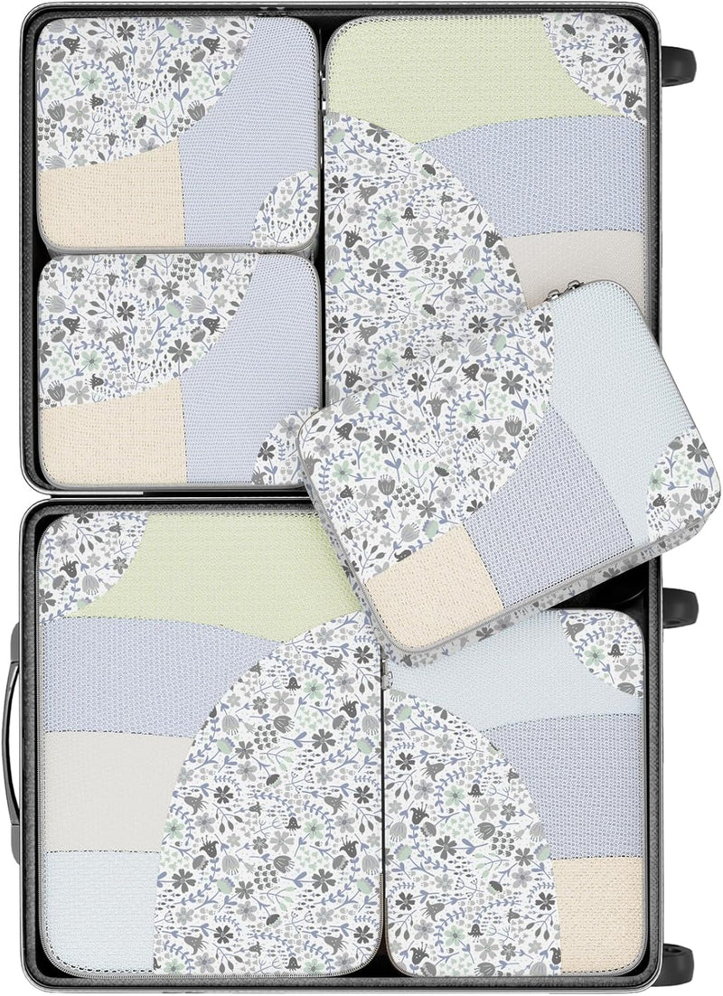 6 Set Packing Cubes for Travel, 3 Various Sizes(Large,Medium,Small), Luggage Organizer Bags for Travel Accessories Travel Essentials, Travel Cubes for Carry on Suitcases (Cream)