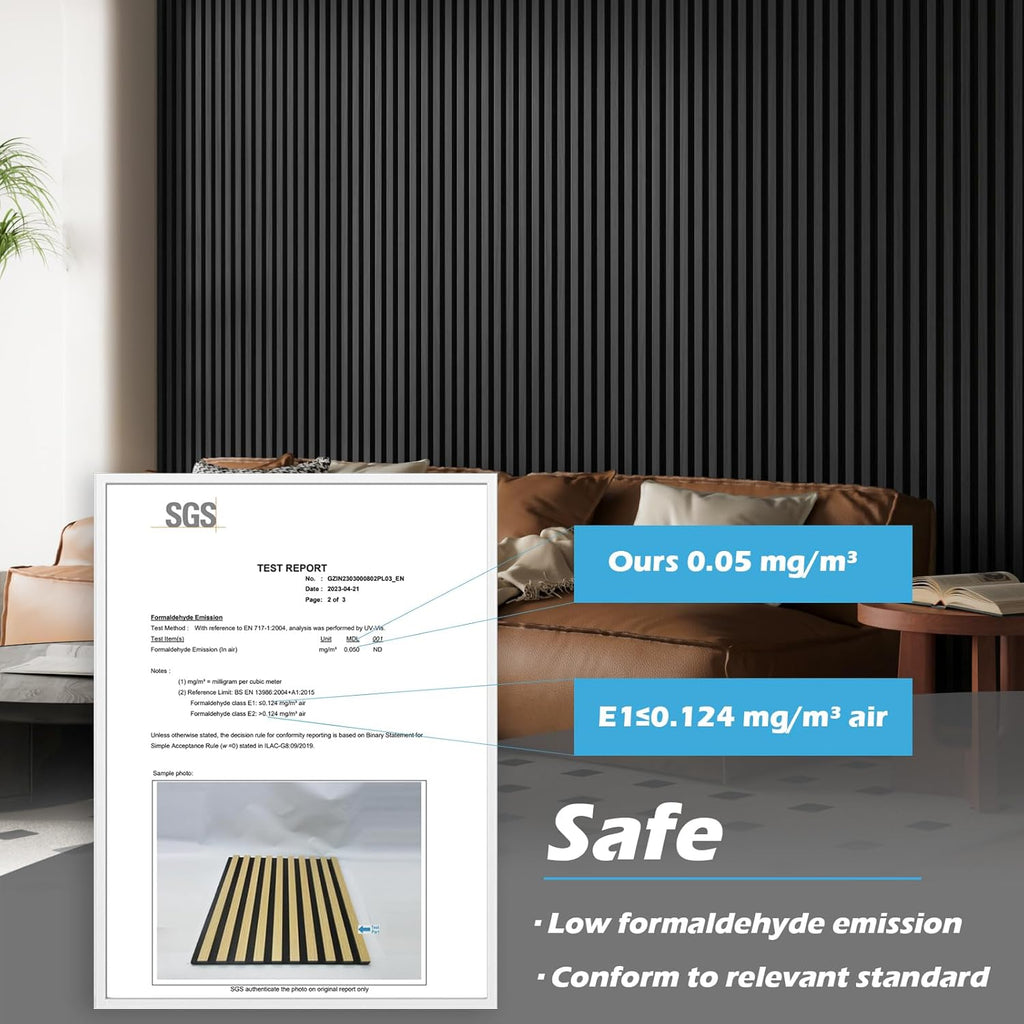 2-Pack 108" X 12" Acoustic Wood Panels for Wall, Soundproof Wood Slat Panel for Wall and Ceiling, 3D Fluted Sound Absorbing Paneling for Interior Wall Decor, Living Room, Bedroom - Blackwood