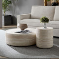 Round Coffee Table Set of 2 for Living Room Modern Drum Center Table Circle Side Tables for Apartment, No Need Assembly (Fiberglass 35.43'' &15.74'')