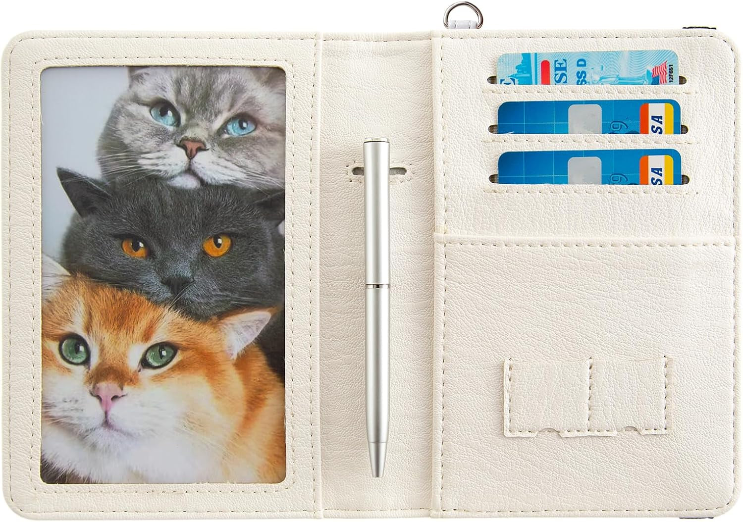 Airtag Passport Holder,Cute Travel Wallet RFID Blocking Anti-Lost Travel Essentials Family Passport Protector Case Credit Card Slots for Women(Eiffel Tower(With Airtag Holder))