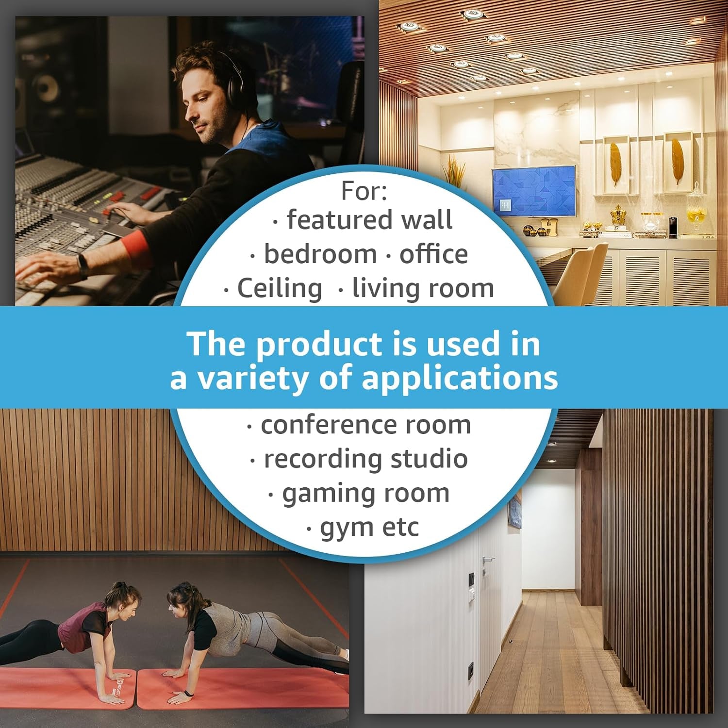 2-Pack 108" X 12" Acoustic Wood Panels for Wall, Soundproof Wood Slat Panel for Wall and Ceiling, 3D Fluted Sound Absorbing Paneling for Interior Wall Decor, Living Room, Bedroom - Blackwood