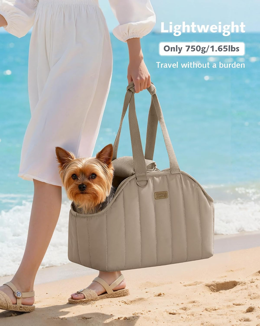 ​​ Dog Purse Carrier, Lightweight Dog Carriers for Small Dogs with Large Pockets, Dog Soft-Sided Carriers up to 9Lbs, Pet Carrier for Puppy Cat Rabbit, Suitable for Travel, Subway, Khaki