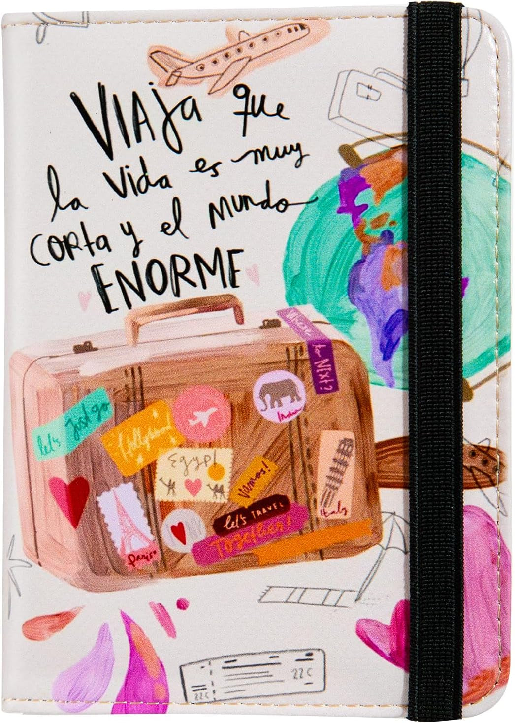 Airtag Passport Holder,Cute Travel Wallet RFID Blocking Anti-Lost Travel Essentials Family Passport Protector Case Credit Card Slots for Women(Eiffel Tower(With Airtag Holder))