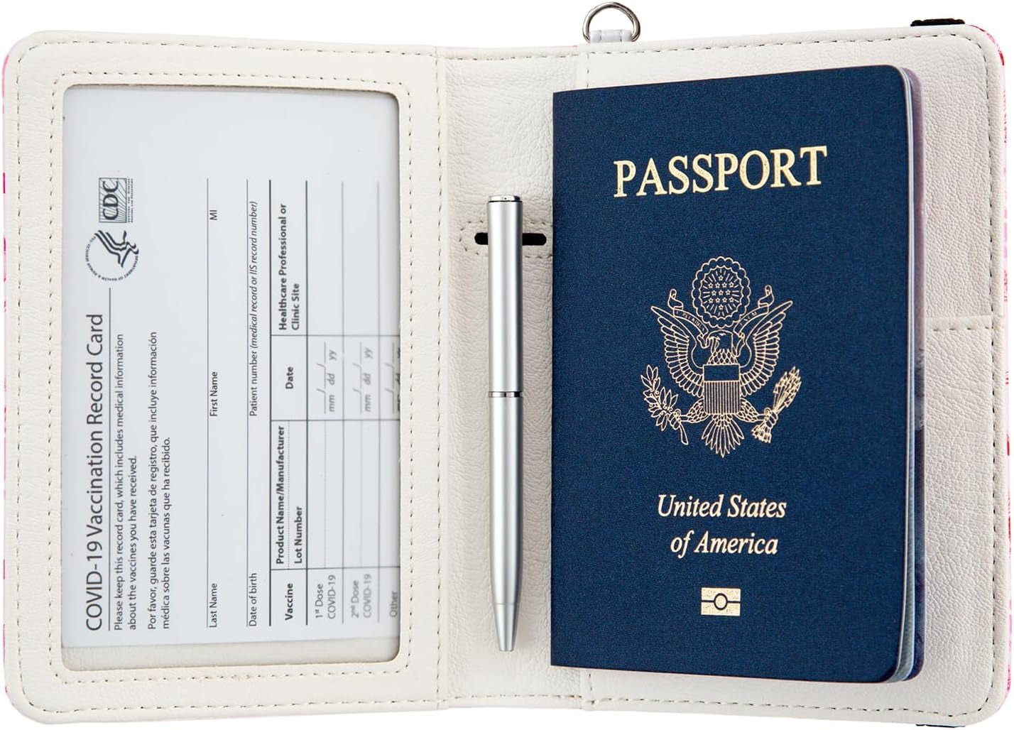 Airtag Passport Holder,Cute Travel Wallet RFID Blocking Anti-Lost Travel Essentials Family Passport Protector Case Credit Card Slots for Women(Eiffel Tower(With Airtag Holder))