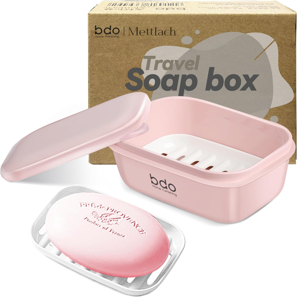 Travel Soap Case, Leakproof Soap Container with Lid, Portable Bar Soap Holder for Traveling, Soap Dish for Bathroom, Shower, Gym, School, Camping, Vacation, Outdoor-Transparent-Black