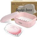 Travel Soap Case, Leakproof Soap Container with Lid, Portable Bar Soap Holder for Traveling, Soap Dish for Bathroom, Shower, Gym, School, Camping, Vacation, Outdoor-Transparent-Black