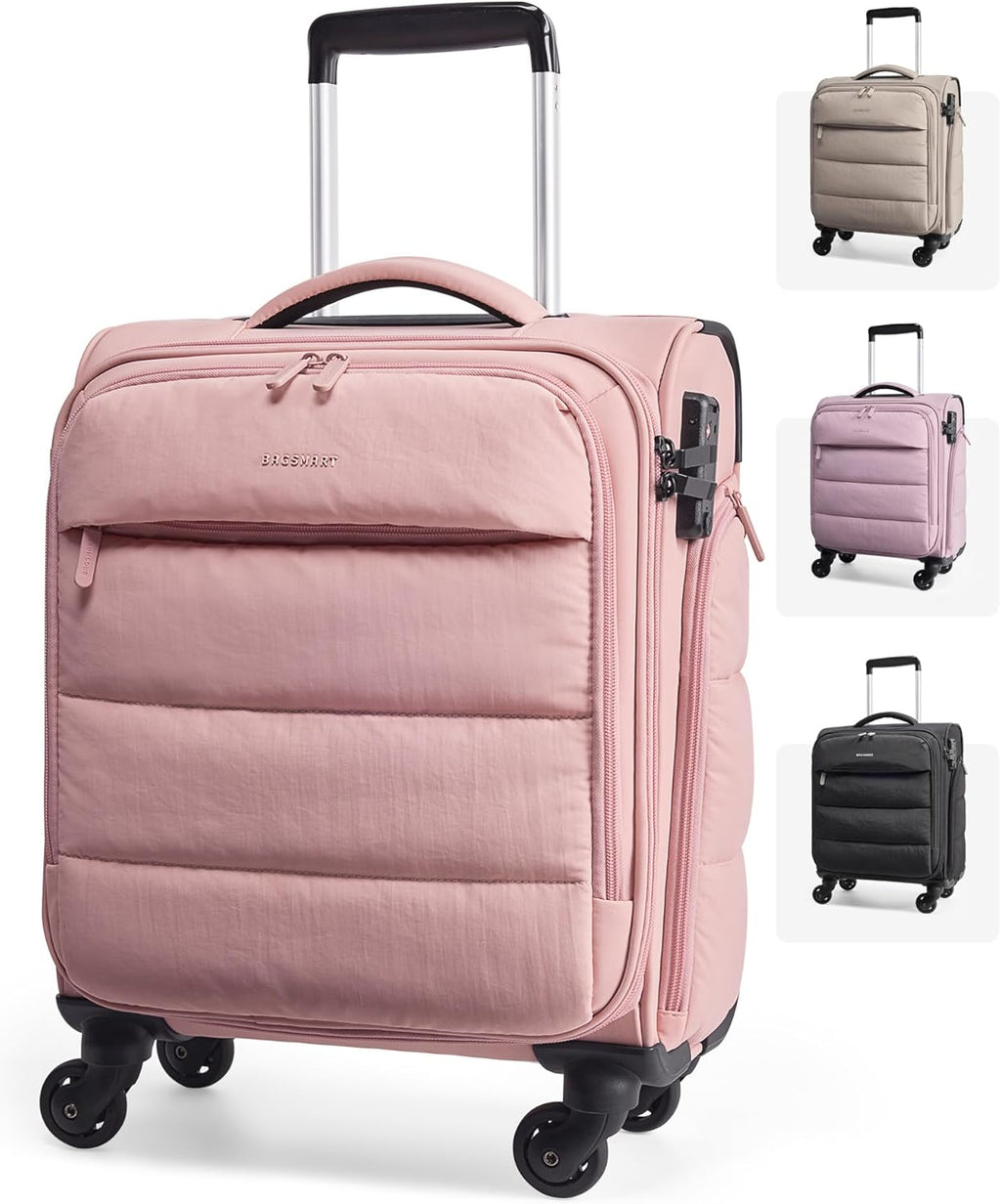 Underseat Carry on Luggage with Wheels, Soft Small Travel Luggage with PVC Wet/Dry Pockets, Lightweight Soft Personal Item Suitcase for Short Trip,Camer