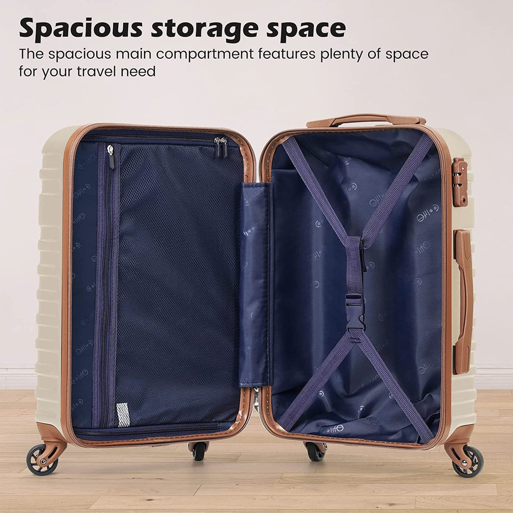 Suitcase Set 3 Piece Carry on Hardside Luggage with TSA Lock Spinner Wheels (White, S(20In))
