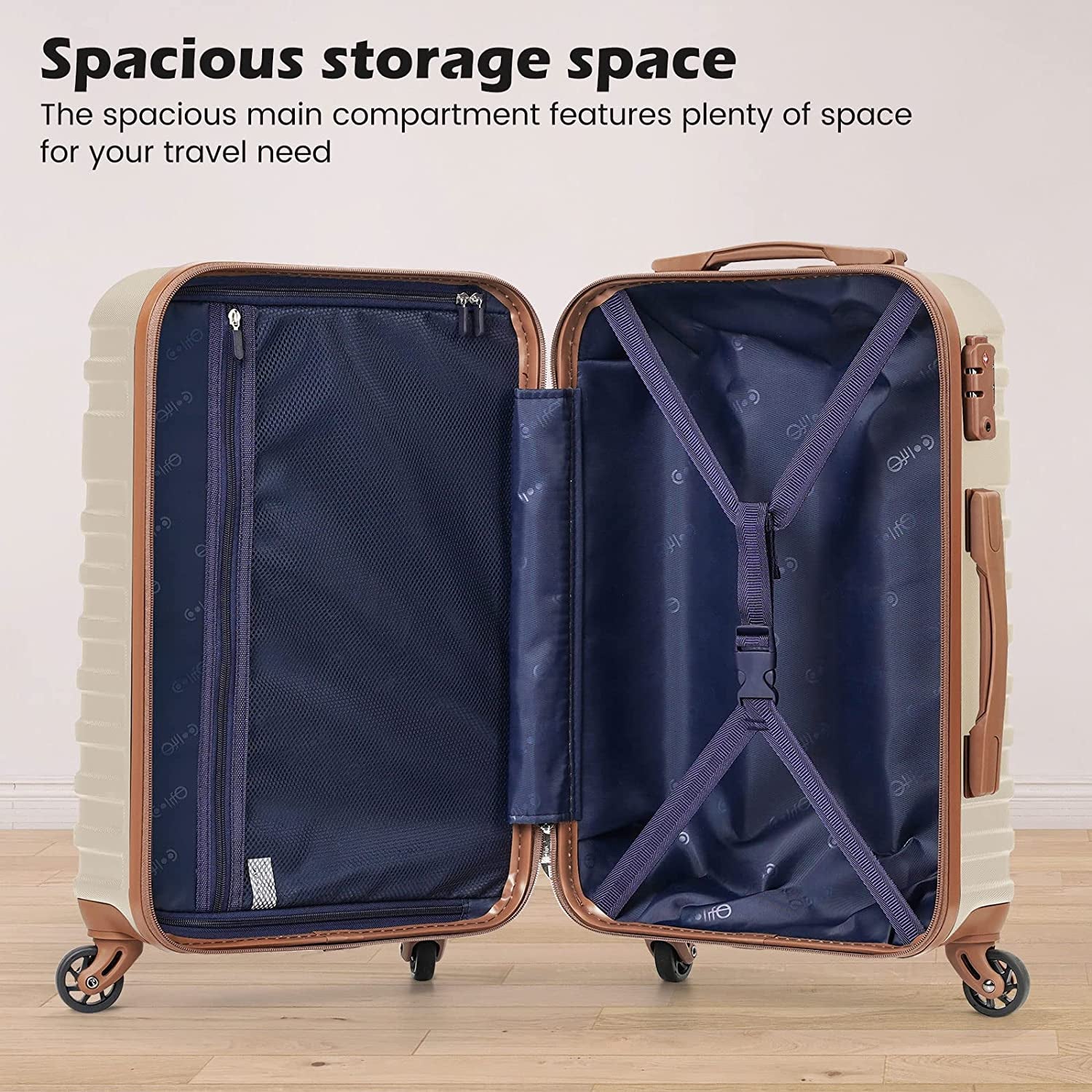 Suitcase Set 3 Piece Carry on Hardside Luggage with TSA Lock Spinner Wheels (White, S(20In))
