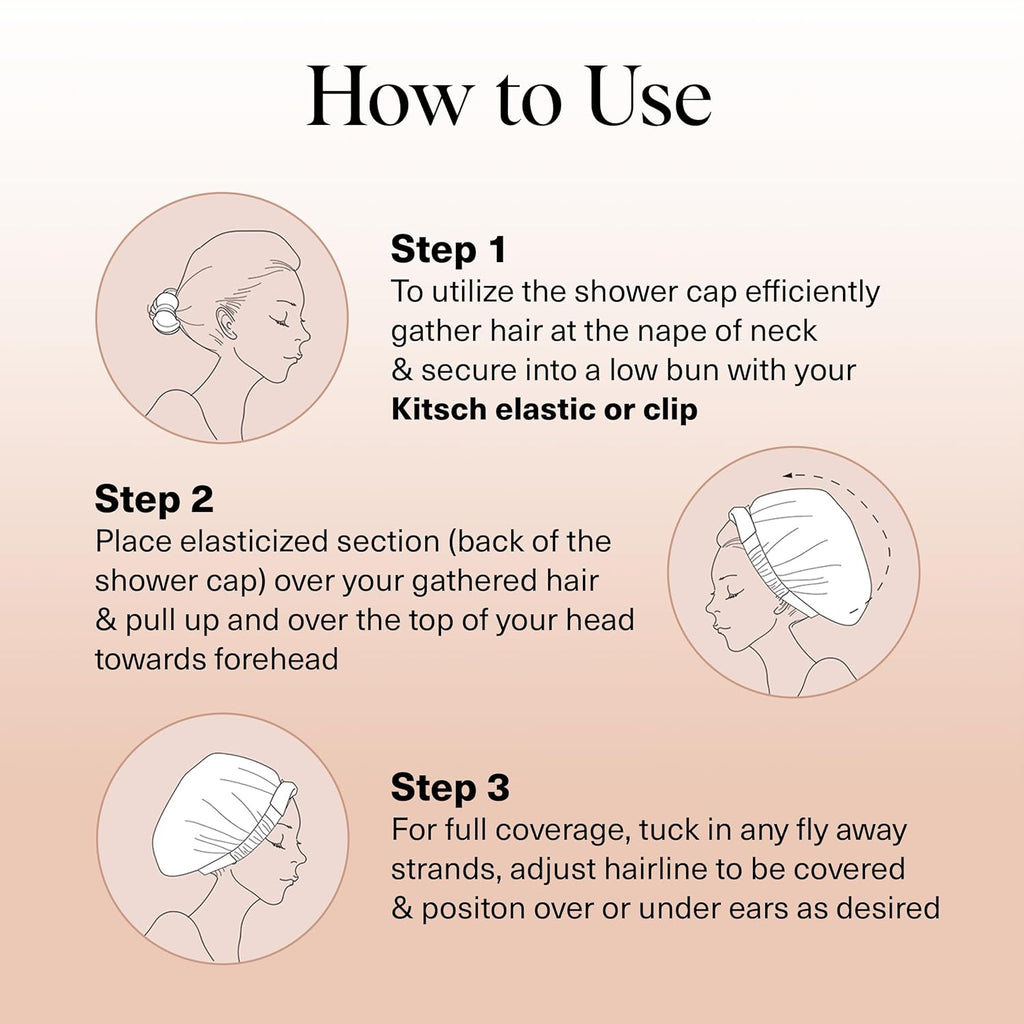 Luxury Shower Caps for Women Reusable Waterproof - Flexi Satin Lined, Large Shower Cap for Men, Non-Slip, Quick-Dry, Adjustable, Stylish Hair Cap for Long & Short Hair - Terracotta Checker