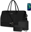 Weekender Overnight Bag for Women, Large Travel Duffle Bag with Shoe Compartment & Wet Pocket, Carry on Tote Bag Gym Duffel Bag with Toiletry Bag for Hospital 3 Pc Set, Large Size, Off-White
