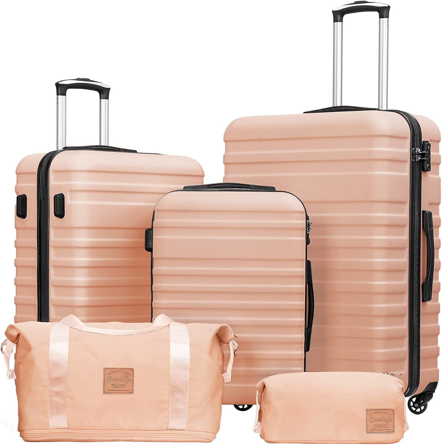 Suitcase Set 3 Piece Carry on Hardside Luggage with TSA Lock Spinner Wheels (White, S(20In))