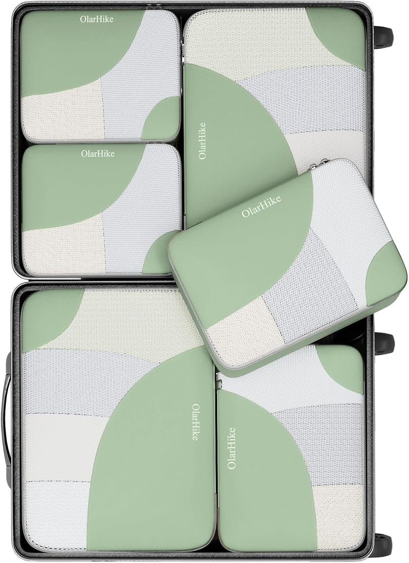 6 Set Packing Cubes for Travel, 3 Various Sizes(Large,Medium,Small), Luggage Organizer Bags for Travel Accessories Travel Essentials, Travel Cubes for Carry on Suitcases (Cream)