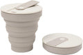 Collapsible Coffee Cup with Lid - Reusable & Microwave Safe Silicone Collapsible Cup, Foldable Cup, Portable Coffee Travel Mug/Camping Cup (12OZ, Warm Grey)*Straw Sold Separately*