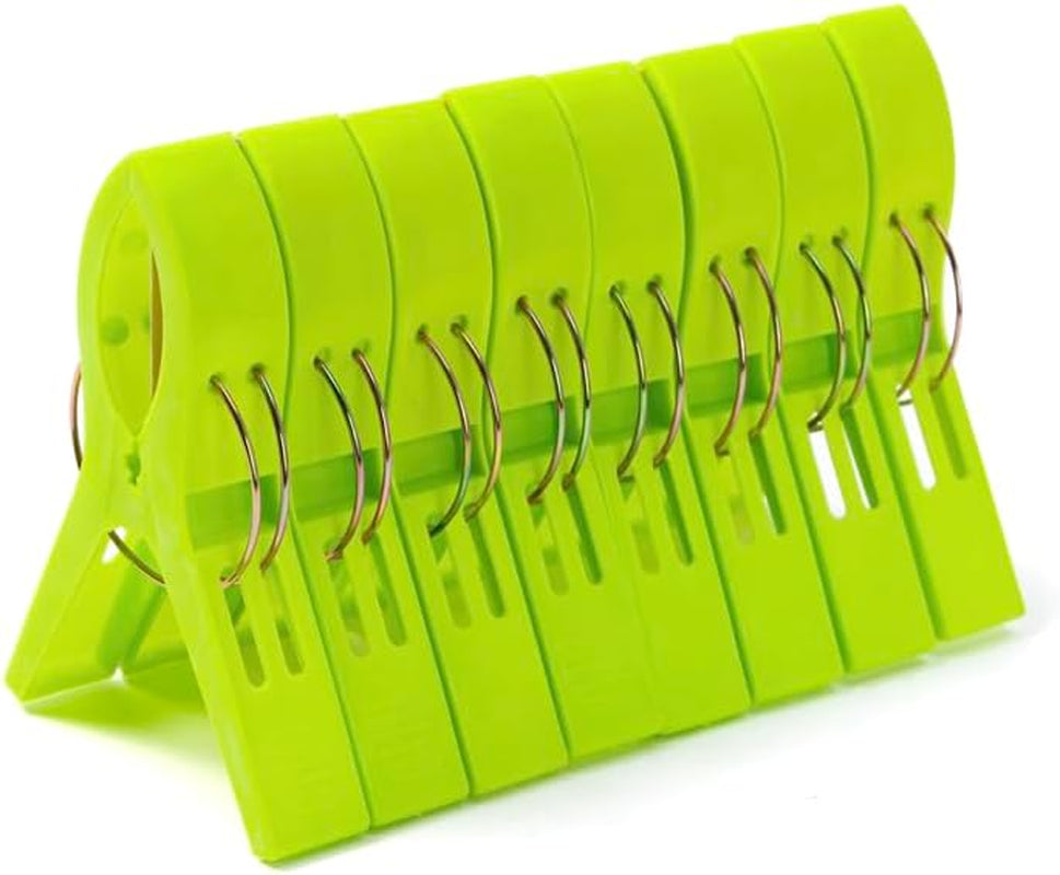 Beach Towel Clips Chair Clips Towel Holder,Plastic Clothes Pegs Hanging Clip Clamps, Yellow,Blue,Green,Red (Pack of 8)