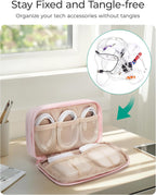 Electronics Organizer Travel Case, Cord Organizer for Travel, Travel Essentials for Women, Cable Organizer Pouch, Tech Organizer as Travel Accessories for Charger, Phone, Beige