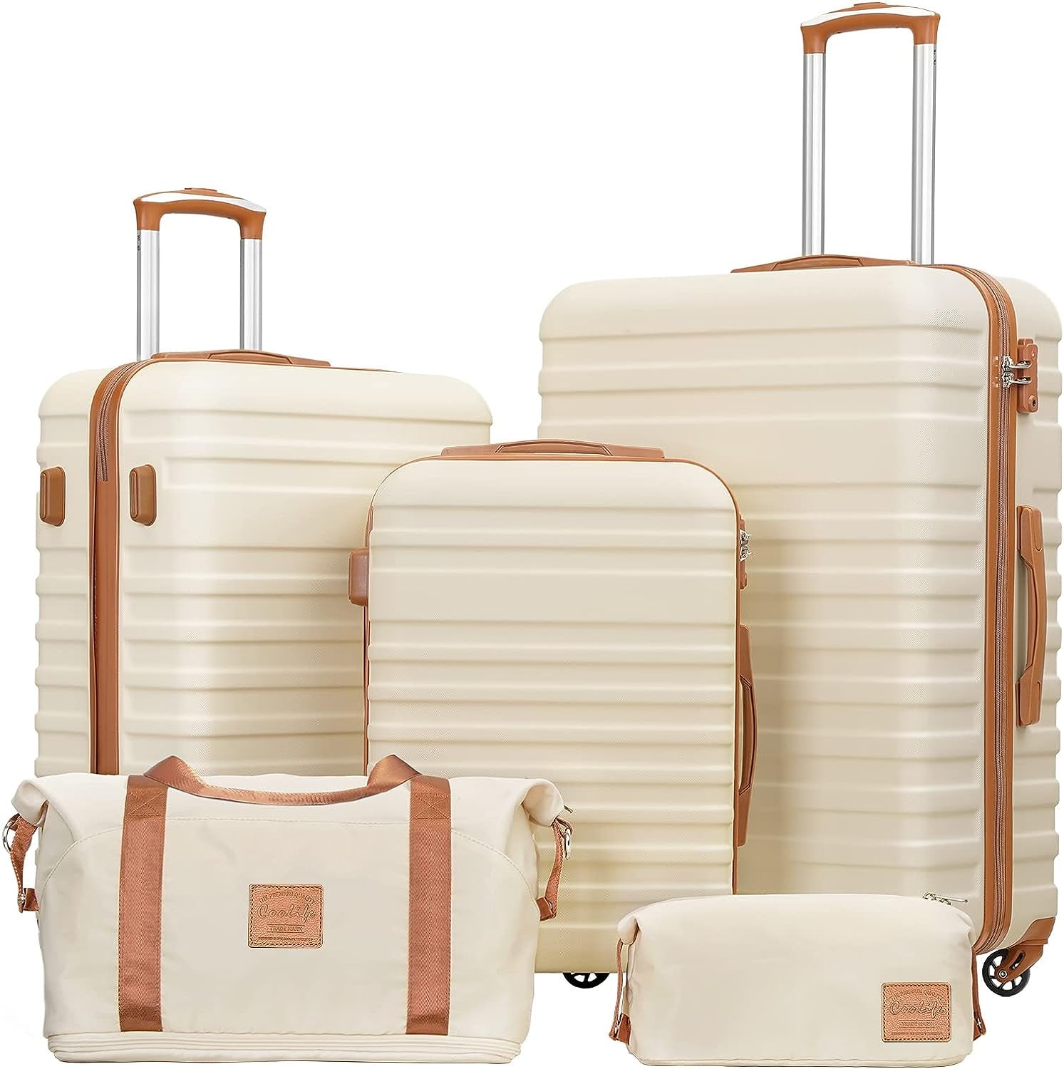 Suitcase Set 3 Piece Carry on Hardside Luggage with TSA Lock Spinner Wheels (White, S(20In))