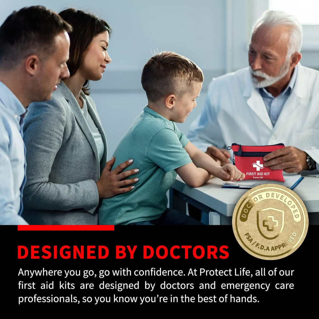 First Aid Kit for Home/Business, HSA/FSA Eligible Emergency Kit | Mini Travel First Aid Kit | Camping First Aid Kit Hiking | Small First Aid Kit for Car | Survival Medical Kit - 100Pcs