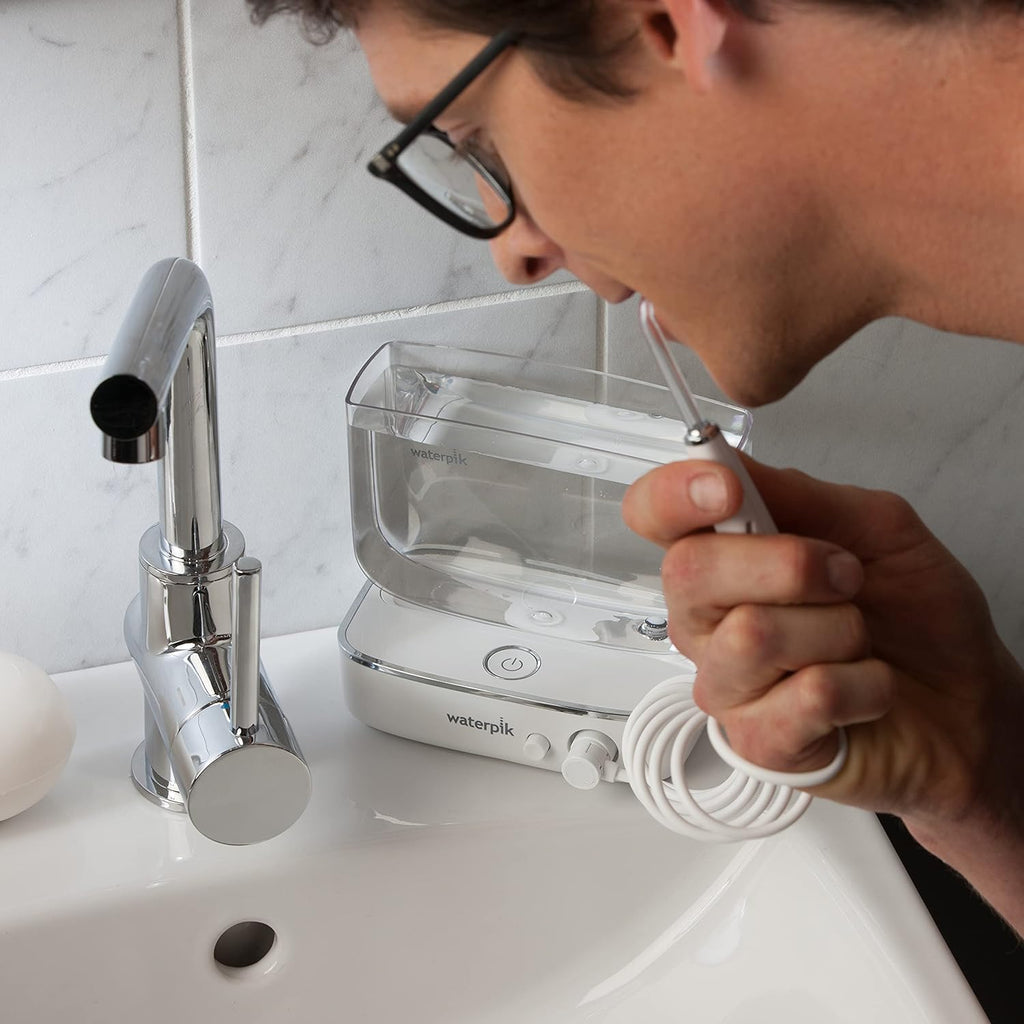 Sidekick Portable Water Flosser, Perfect for Travel & Home, ADA Accepted, White/Chrome WF-04