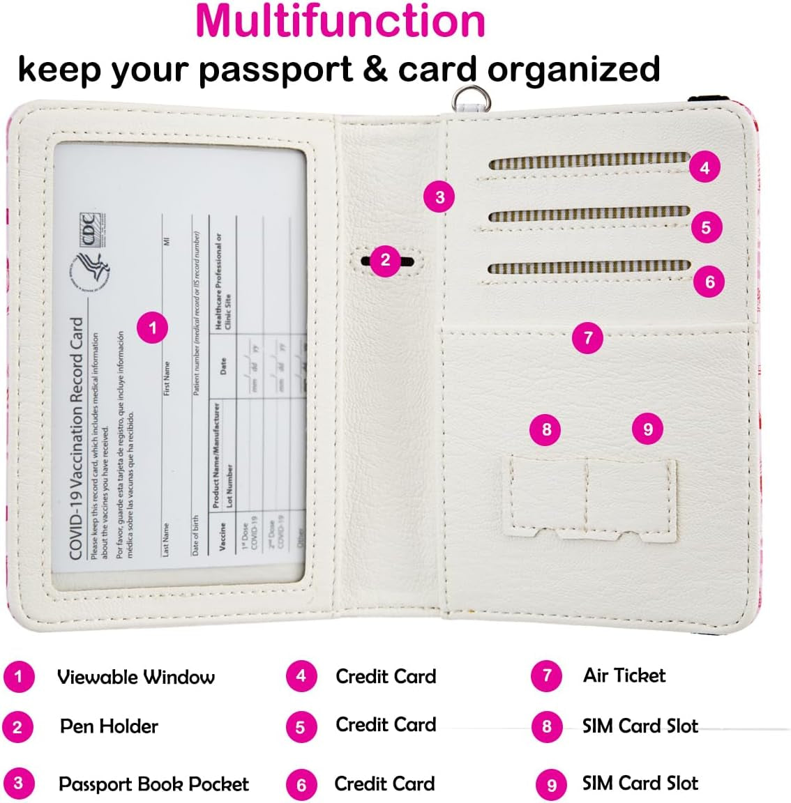 Airtag Passport Holder,Cute Travel Wallet RFID Blocking Anti-Lost Travel Essentials Family Passport Protector Case Credit Card Slots for Women(Eiffel Tower(With Airtag Holder))